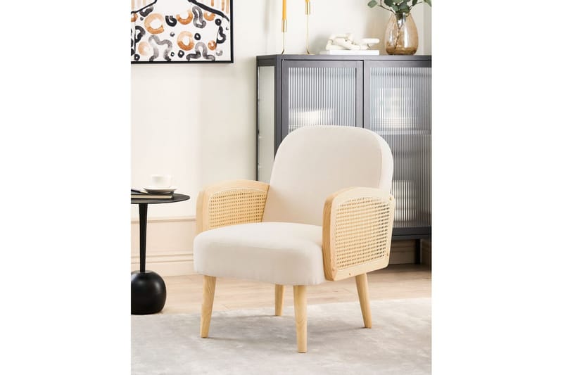 Fåtölj Dvenberg - Beige, ljust trä - Möbler - Vardagsrum - Fåtöljer