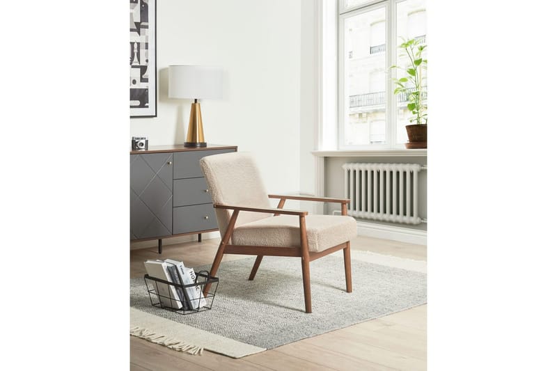 Fåtölj Esrum Beige/mörkt trä, Bouclé - Beige/mörkt trä, Bouclé - Möbler - Vardagsrum - Fåtöljer