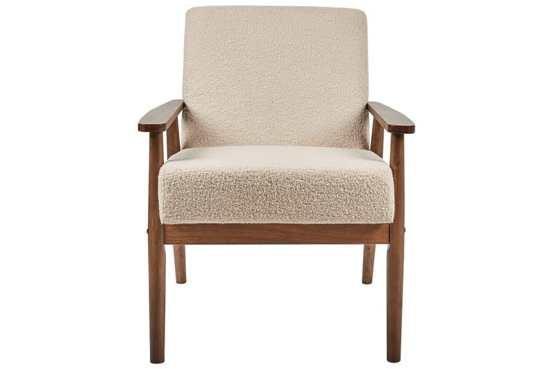 Fåtölj Esrum Beige/mörkt trä, Bouclé - Beige/mörkt trä, Bouclé - Möbler - Vardagsrum - Fåtöljer