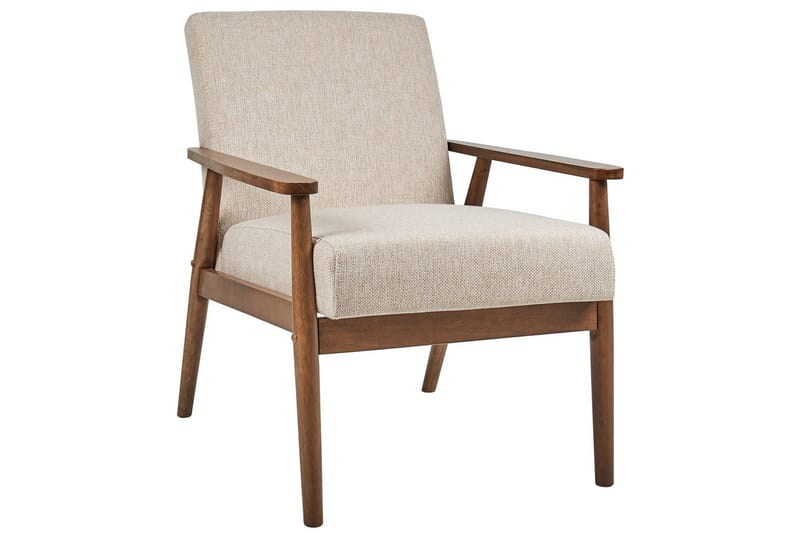 Fåtölj Esrum Beige/mörkt trä, Polyester - Beige/mörkt trä, Polyester - Möbler - Vardagsrum - Fåtöljer