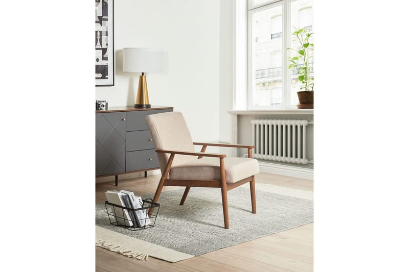 Fåtölj Esrum Beige/mörkt trä, Polyester - Beige/mörkt trä, Polyester - Möbler - Vardagsrum - Fåtöljer