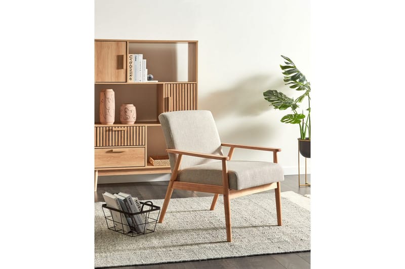 Fåtölj Esrum Grå/ljust trä, Polyester - Grå/ljust trä, Polyester - Möbler - Vardagsrum - Fåtöljer