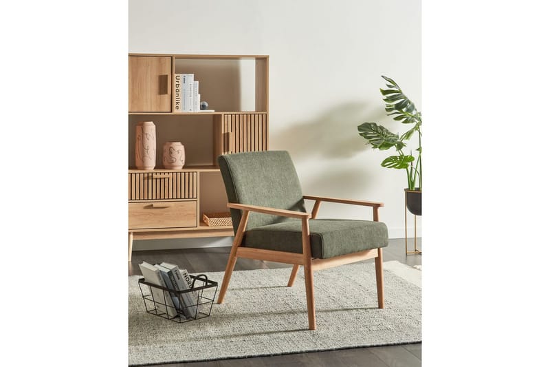 Fåtölj Esrum Grönt/ljust trä, Polyester - Grönt/ljust trä, Polyester - Möbler - Vardagsrum - Fåtöljer