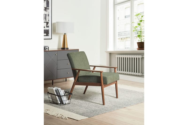 Fåtölj Esrum Grönt/mörkt trä, Polyester - Grönt/mörkt trä, Polyester - Möbler - Vardagsrum - Fåtöljer