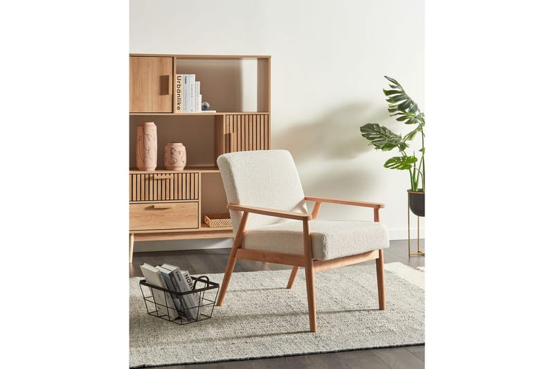 Fåtölj Esrum Vit/ljust trä, Bouclé - Vit/ljust trä, Bouclé - Möbler - Vardagsrum - Fåtöljer