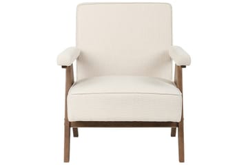 Fåtölj Evje - Beige, mörkt trä - Möbler - Vardagsrum - Fåtöljer