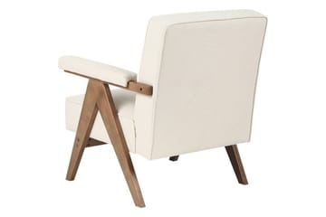 Fåtölj Evje - Beige, mörkt trä - Möbler - Vardagsrum - Fåtöljer