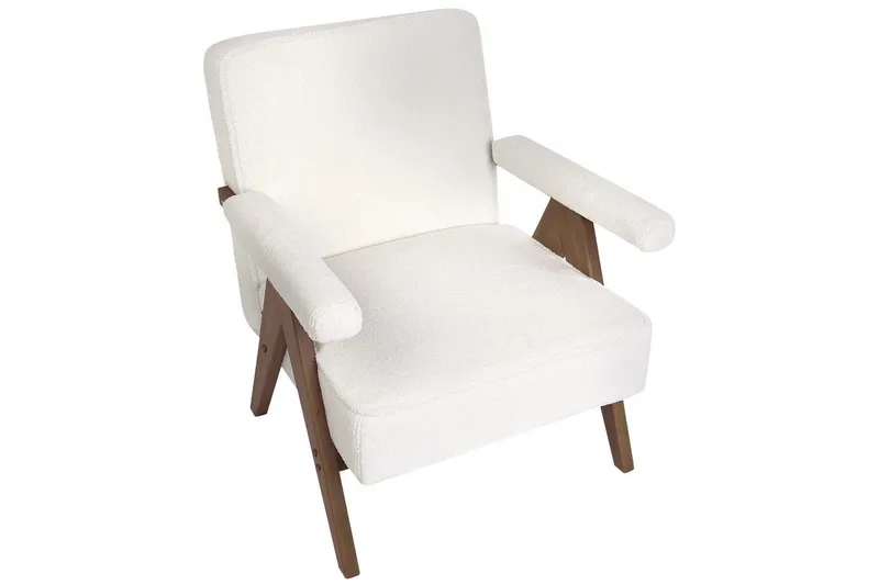 Fåtölj Evje - Vitt, mörkt trä - Möbler - Vardagsrum - Fåtöljer