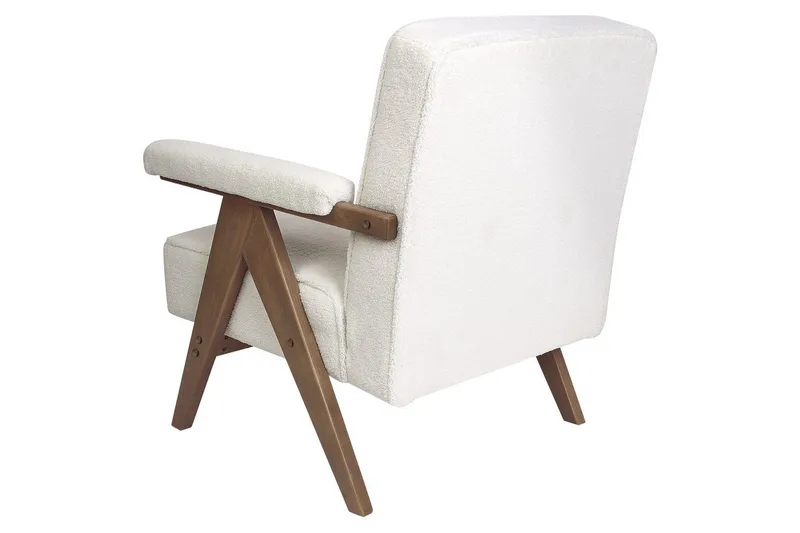 Fåtölj Evje - Vitt, mörkt trä - Möbler - Vardagsrum - Fåtöljer