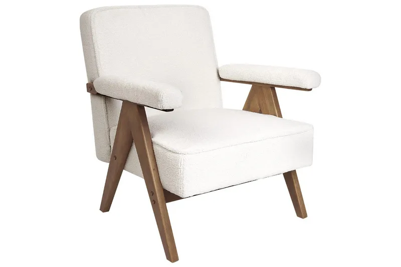 Fåtölj Evje - Vitt, mörkt trä - Möbler - Vardagsrum - Fåtöljer