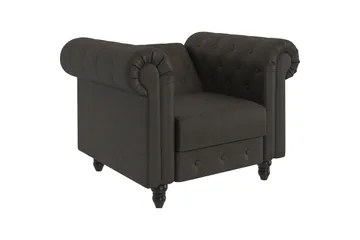 Fåtölj Felix Antracit, Mikrofiber/Trä/Metall - Antracit, Mikrofiber/Trä/Metall - Möbler - Vardagsrum - Fåtöljer - Chesterfield fåtölj