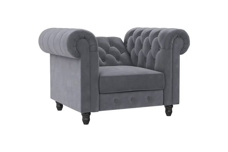 Fåtölj Felix Antracit, Sammet/Trä/Metall - Antracit, Sammet/Trä/Metall - Möbler - Vardagsrum - Fåtöljer