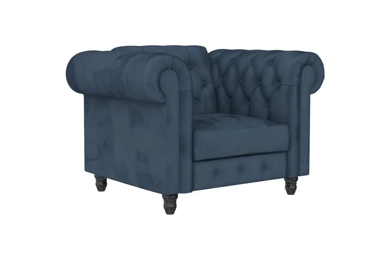 Fåtölj Felix Blå, Sammet/Trä/Metall, Blå, Sammet/Trä/Metall