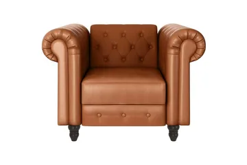 Fåtölj Felix Cognac, PU/trä/metall - Cognac, PU/trä/metall - Möbler - Vardagsrum - Fåtöljer - Chesterfield fåtölj