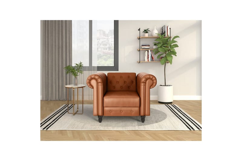 Fåtölj Felix Cognac, PU/trä/metall - Cognac, PU/trä/metall - Möbler - Vardagsrum - Fåtöljer