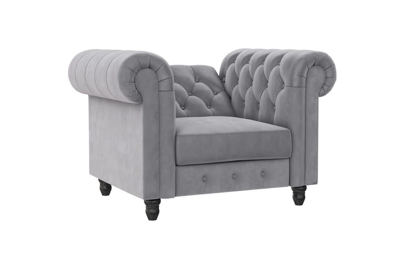 Fåtölj Felix Ljusgrå, Sammet/Trä/Metall - Ljusgrå, Sammet/Trä/Metall - Möbler - Vardagsrum - Fåtöljer