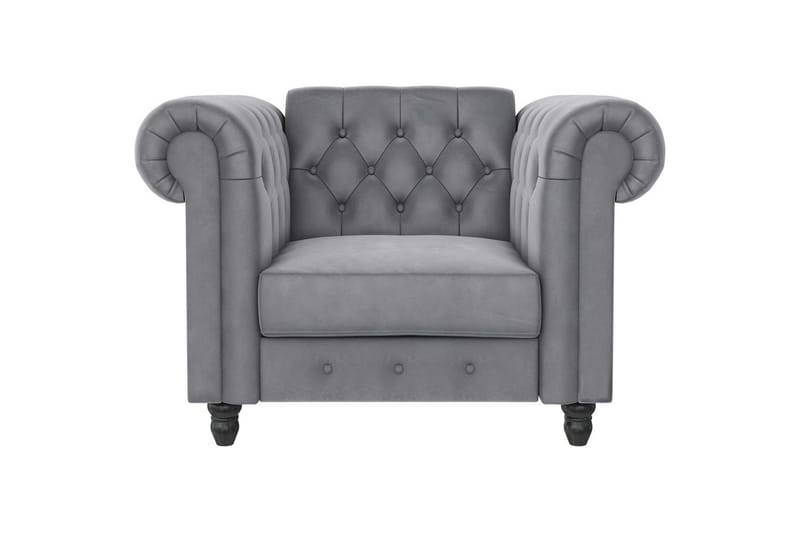 Fåtölj Felix Ljusgrå, Sammet/Trä/Metall - Ljusgrå, Sammet/Trä/Metall - Möbler - Vardagsrum - Fåtöljer