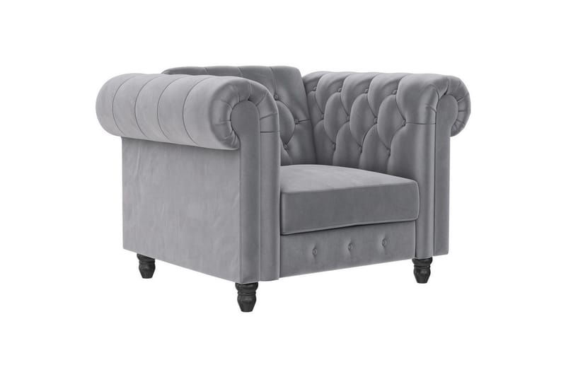 Fåtölj Felix Ljusgrå, Sammet/Trä/Metall, Ljusgrå, Sammet/Trä/Metall