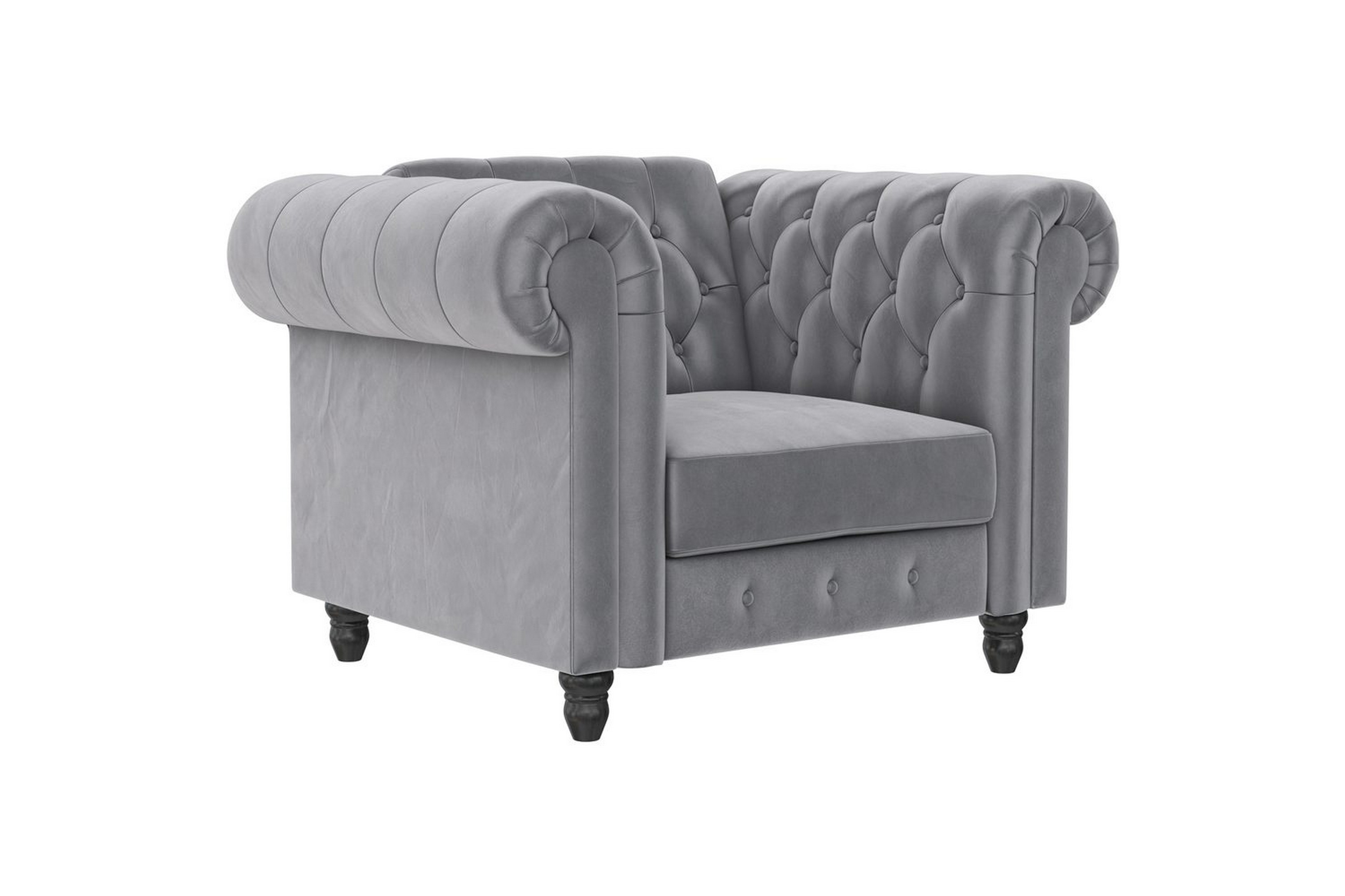 fåtölj felix ljusgrå, sammet/trä/metall - ljusgrå, sammet/trä/metall