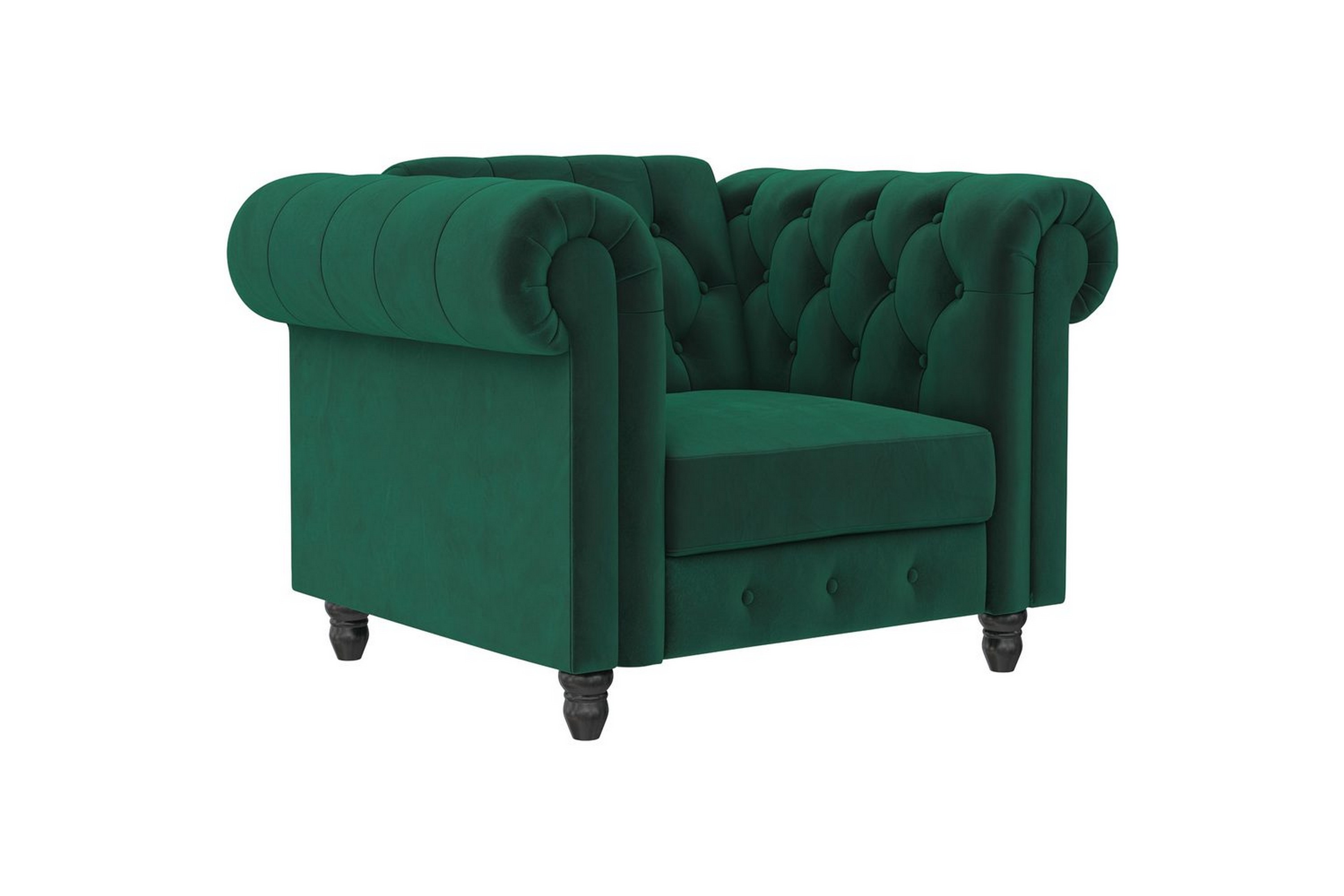 fåtölj felix mörkgrön, sammet/trä/metall - mörkgrön, sammet/trä/metall