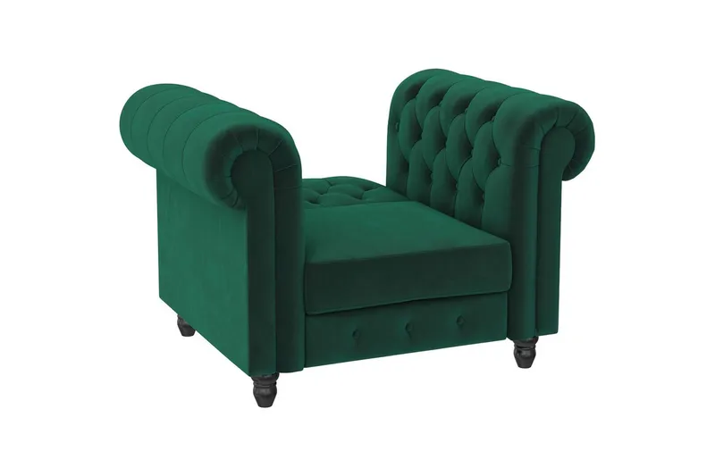 Fåtölj Felix Mörkgrön, Sammet/Trä/Metall - Mörkgrön, Sammet/Trä/Metall - Möbler - Vardagsrum - Fåtöljer