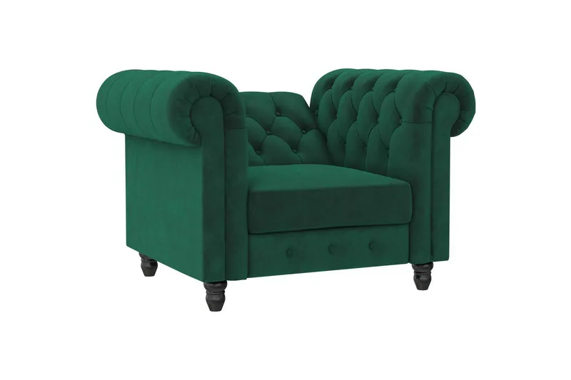 Fåtölj Felix Mörkgrön, Sammet/Trä/Metall - Mörkgrön, Sammet/Trä/Metall - Möbler - Vardagsrum - Fåtöljer