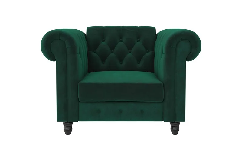 Fåtölj Felix Mörkgrön, Sammet/Trä/Metall - Mörkgrön, Sammet/Trä/Metall - Möbler - Vardagsrum - Fåtöljer