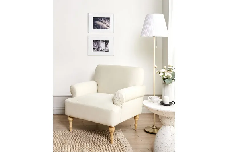 Fåtölj Fredros - Beige, ljust trä - Möbler - Vardagsrum - Fåtöljer