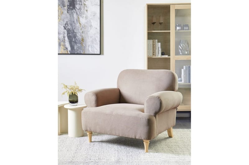 Fåtölj Kiberg - Taupe, ljust trä - Möbler - Vardagsrum - Fåtöljer