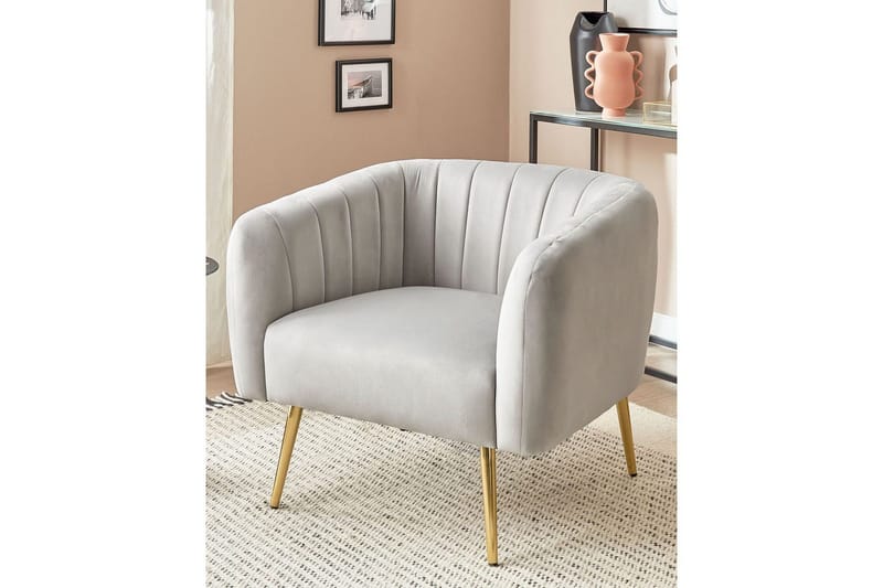 Fåtölj Laconia - Grå, guld - Möbler - Vardagsrum - Fåtöljer