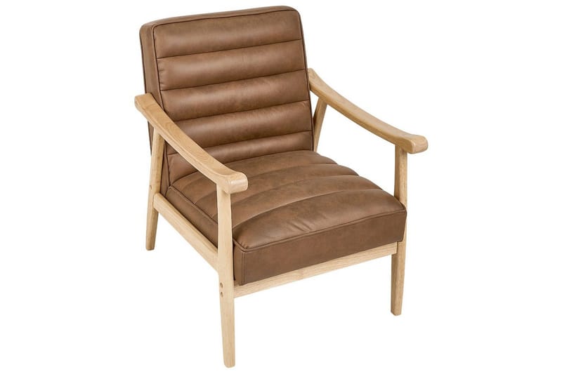 Fåtölj Leknes - Brunt, ljust trä - Möbler - Vardagsrum - Fåtöljer
