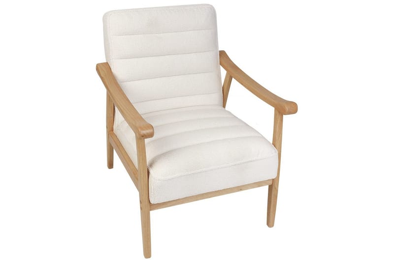Fåtölj Leknes - Vit, ljust trä - Möbler - Vardagsrum - Fåtöljer