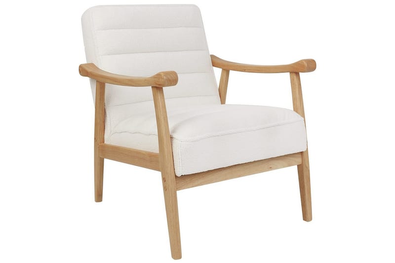 Fåtölj Leknes - Vit, ljust trä - Möbler - Vardagsrum - Fåtöljer