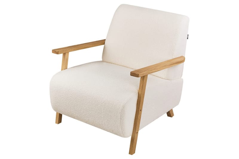 Fåtölj Lesja - Beige, ljust trä/Bouclé - Möbler - Vardagsrum - Fåtöljer