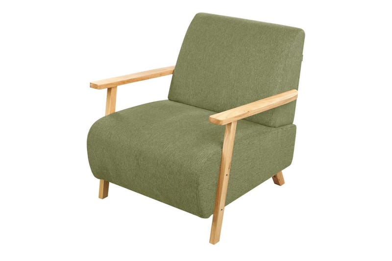 Fåtölj Lesja - Grönt, ljust trä/Polyester - Möbler - Vardagsrum - Fåtöljer