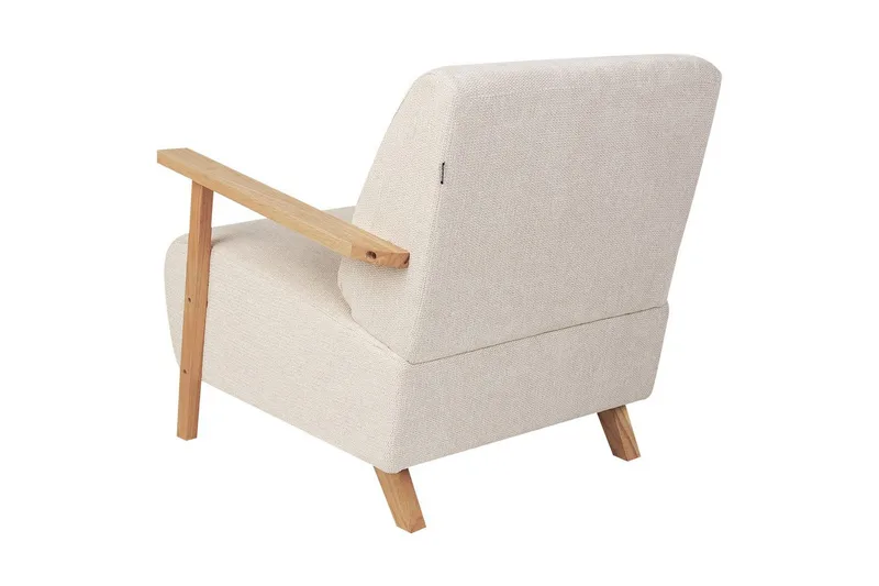 Fåtölj Lesja - Ljusbeige, ljust trä/Polyester - Möbler - Vardagsrum - Fåtöljer