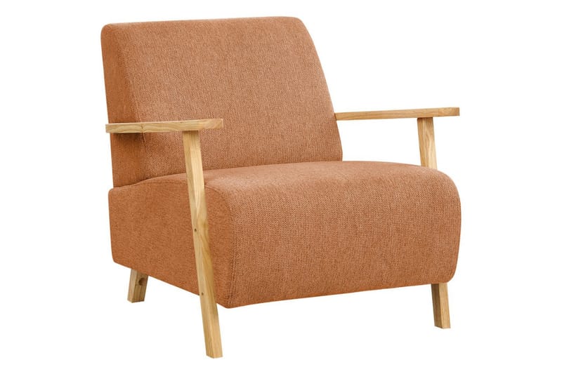 Fåtölj Lesja, Orange, ljust trä/Polyester