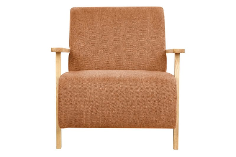 Fåtölj Lesja - Orange, ljust trä/Polyester - Möbler - Vardagsrum - Fåtöljer
