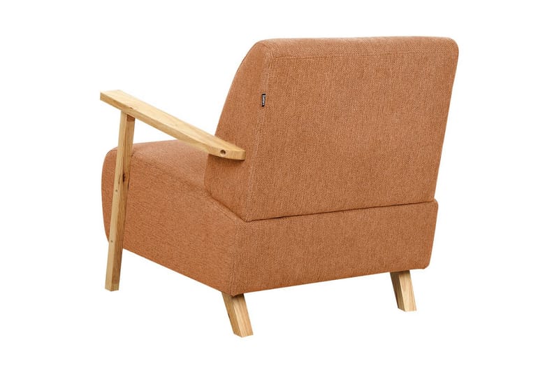 Fåtölj Lesja - Orange, ljust trä/Polyester - Möbler - Vardagsrum - Fåtöljer