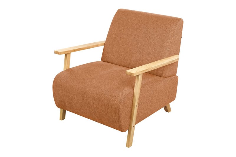 Fåtölj Lesja - Orange, ljust trä/Polyester - Möbler - Vardagsrum - Fåtöljer
