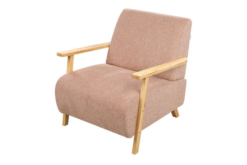 Fåtölj Lesja - Rosa, ljust trä/Polyester - Möbler - Vardagsrum - Fåtöljer
