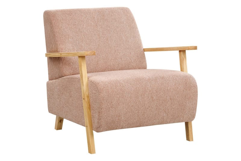 Fåtölj Lesja - Rosa, ljust trä/Polyester - Möbler - Vardagsrum - Fåtöljer