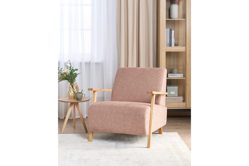 Fåtölj Lesja - Rosa, ljust trä/Polyester - Möbler - Vardagsrum - Fåtöljer