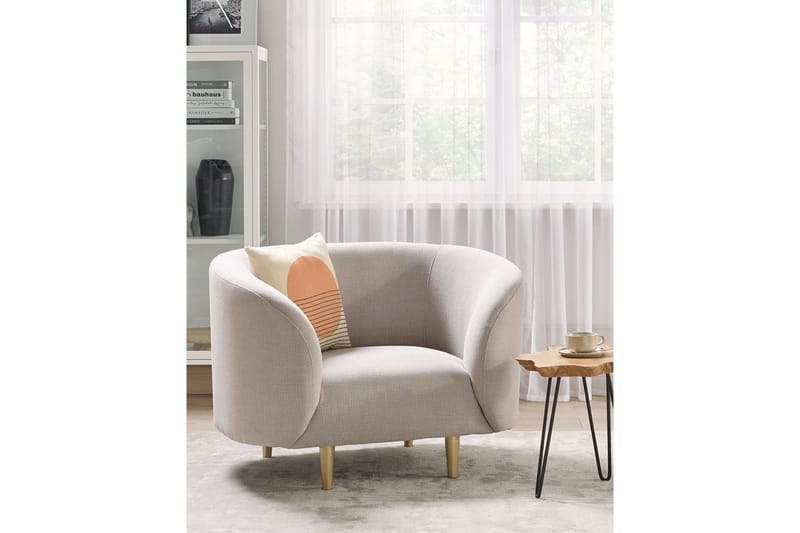 Fåtölj Loen - Beige, guld/Polyester - Möbler - Vardagsrum - Fåtöljer
