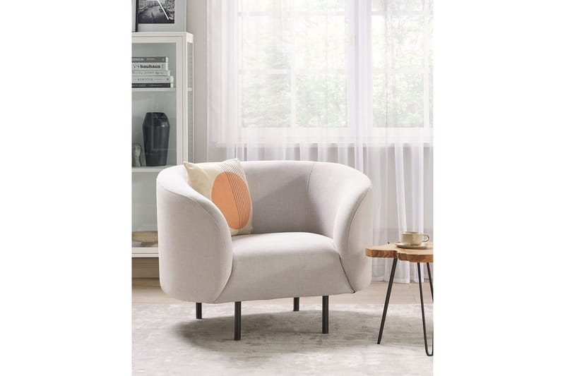 Fåtölj Loen - Ljusbeige, svart/Polyester - Möbler - Vardagsrum - Fåtöljer