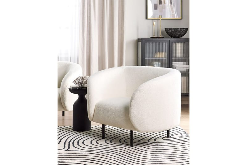 Fåtölj Loen - Vit, Svart/Bouclé - Möbler - Vardagsrum - Fåtöljer