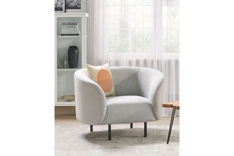 Fåtölj Loen - Vit, Svart/Polyester - Möbler - Vardagsrum - Fåtöljer