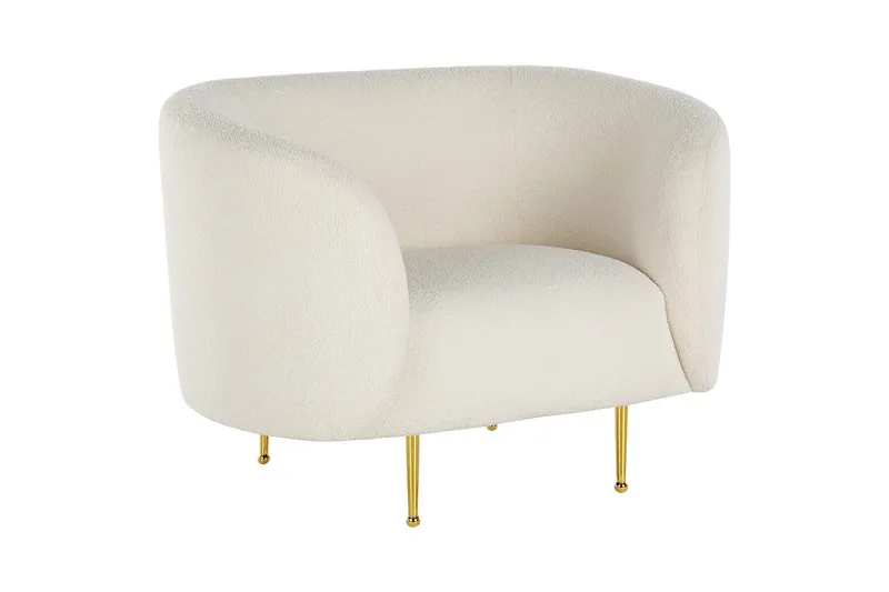 Fåtölj Loen - Vitt, guld/Bouclé - Möbler - Vardagsrum - Fåtöljer