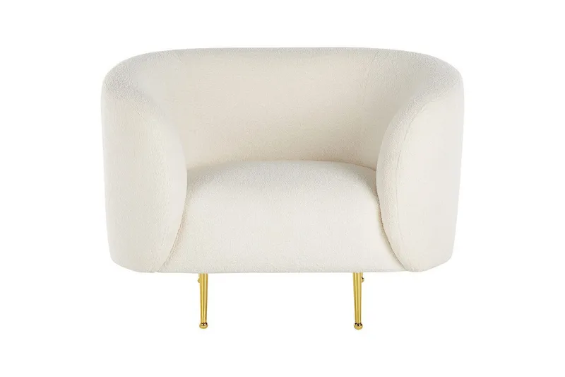 Fåtölj Loen - Vitt, guld/Bouclé - Möbler - Vardagsrum - Fåtöljer