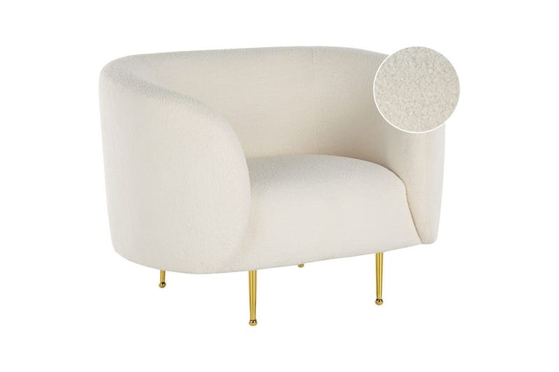 Fåtölj Loen, Vitt, guld/Bouclé